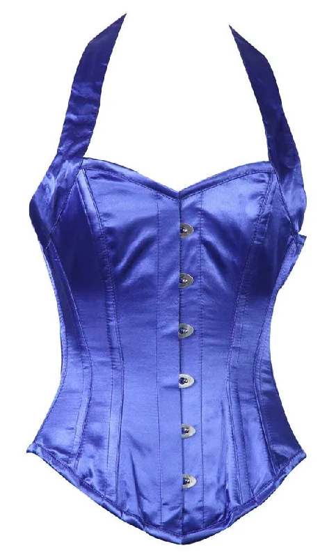 adult toys for sensual wellness-HALTER NECK BLUE SATIN