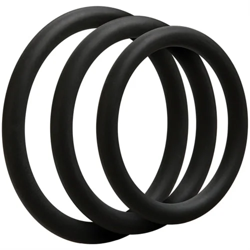 adult toys with durable silicone-Optimale 3 C Ring Set - Thin - Black