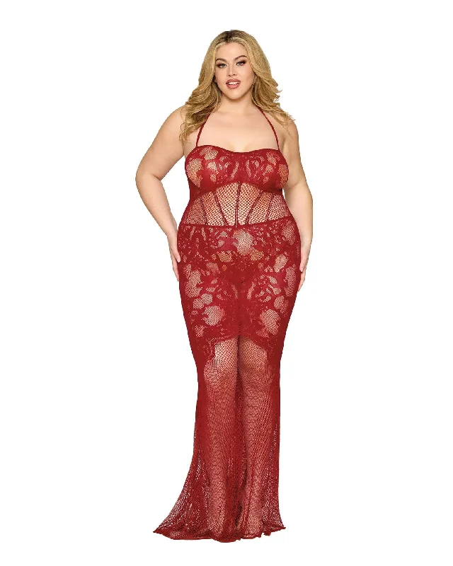 adult toys with wireless vibration-Bodystocking Gown Dmnd - One Size Queen - Red