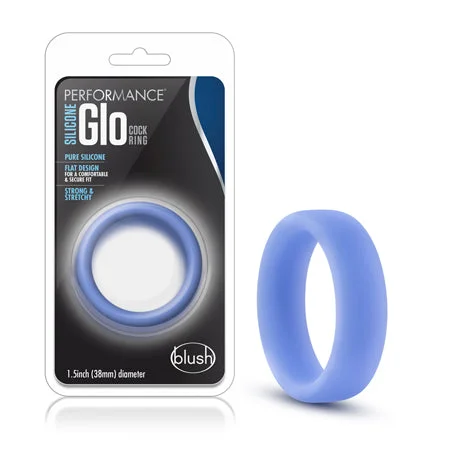 adult toys for bedroom-Blush Performance Silicone Glo Cock Ring Blue Glow