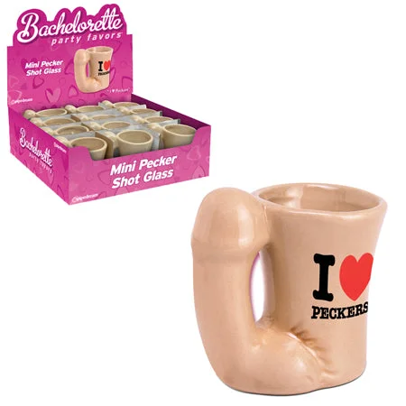 adult toys for bedroom intimacy-Pipedream Bachelorette Party Favors Mini Pecker Shot Glass "I Heart Peckers" 12-Piece Display