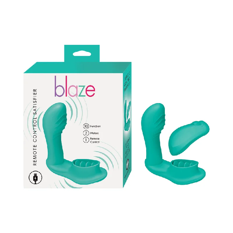 adult toys with smooth surface-Blaze Remote Control Satisfier Aqua