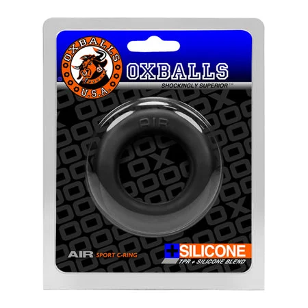 adult toys with curved design-OxBalls AIR airflow cockring, BLACK ICE