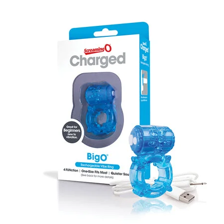 adult toys with ergonomic finish-Screaming O Charged Big O - Blue