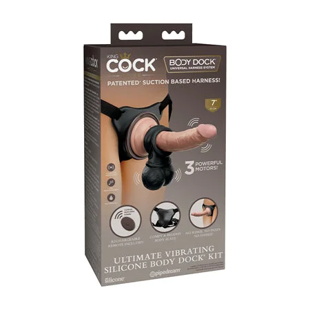 adult toys with ergonomic grip-King Cock Elite Ultimate Vibrating Silicone Body Dock Kit