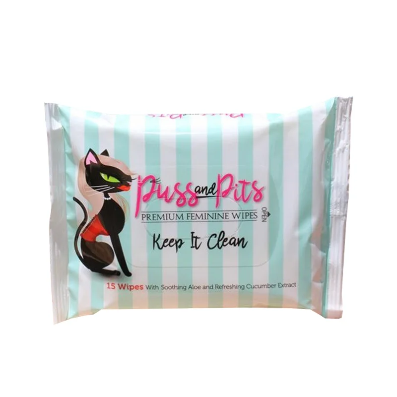 adult toys for solo intimacy-Puss and Pits Wipes 15-Pack