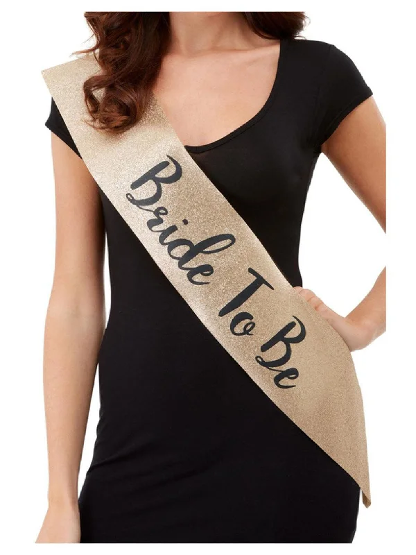 adult toys for stress relief-Deluxe Glitter Bride to Be Sash - Black and Gold