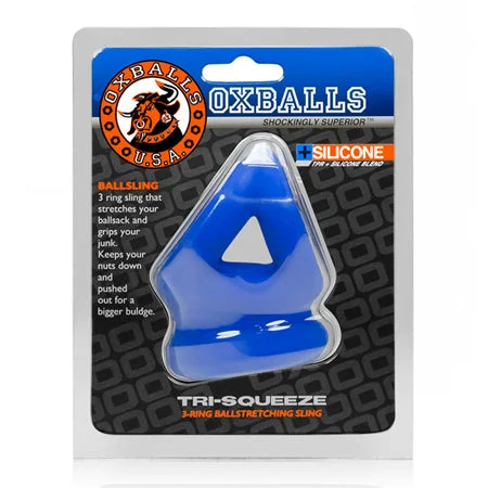 adult toys battery operated-OxBalls TRI-SQUEEZE cocksling/ballstretcher, COBALT ICE