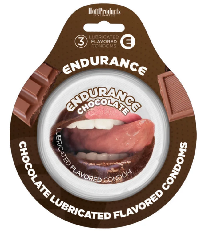 adult toys with flexible tip settings-Endurance Condoms - Chocolate -3 Pack