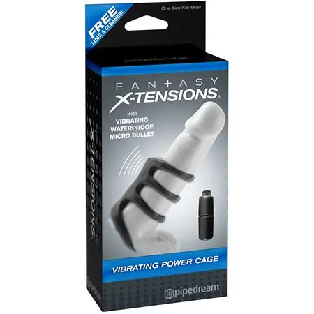 adult toys for couples relaxation time-Pipedream Fantasy X-tensions Vibrating Power Cage Black