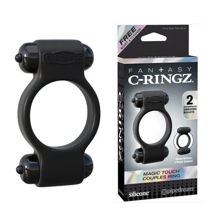 adult toys with sleek design finish settings-Pipedream Fantasy C-Ringz Magic Touch Couples Ring With Dual Bullets Black