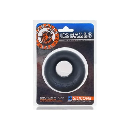 adult toys with wireless texture finish-OxBalls Bigger Ox Thick Cockring Silicone TPR Black Ice