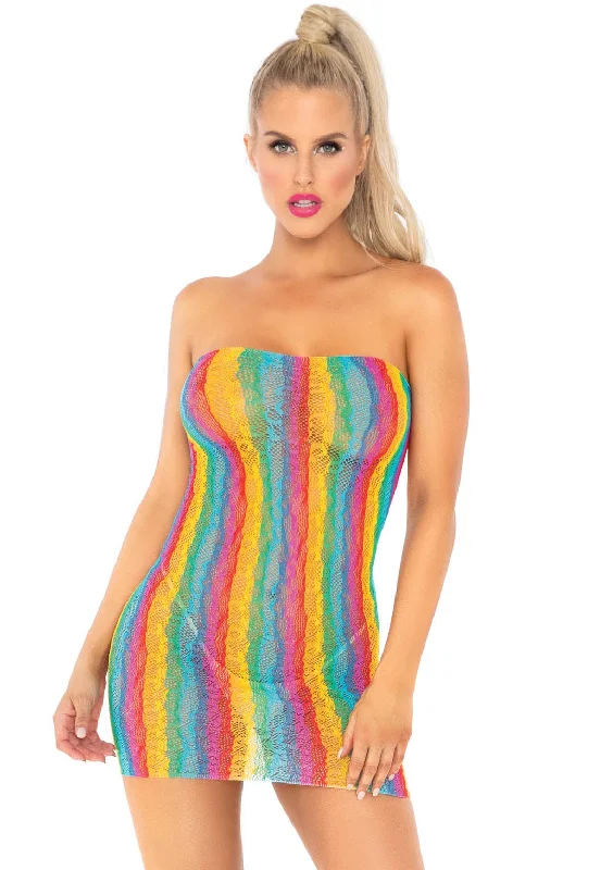 adult toys for sensual intimacy-Rainbow Leopard Lace Tube Dress - One Size - Multicolor