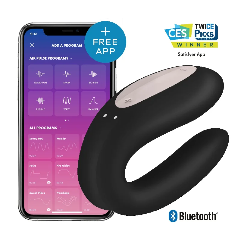 adult toys with pulse settings finish-SATISFYER DOUBLE JOY BLACK W/ APP