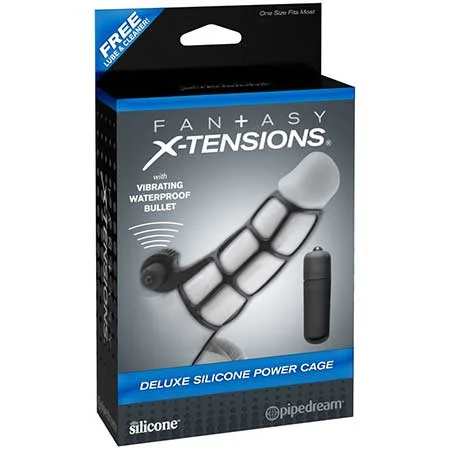 adult toys with sleek silicone-Pipedream Fantasy X-tensions Vibrating Deluxe Silicone Power Cage Black