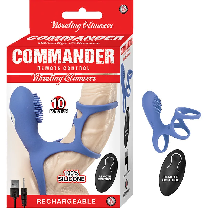 adult toys with waterproof material-Commander Remote Control Vibrating Climaxer Blue