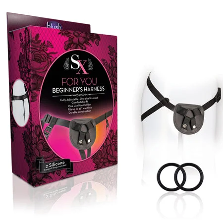 adult toys with dual motors-Blush SX For You Adjustable Faux Leather Beginner's Harness Black