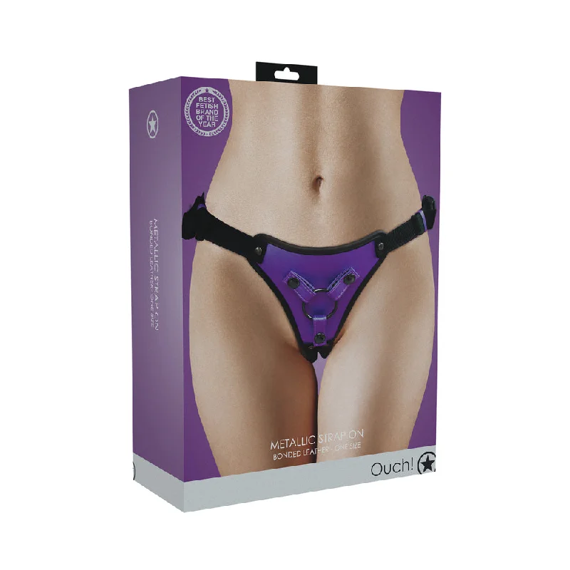 adult toys for personal exploration-Ouch! Metallic Strap On Harness Metallic Purple