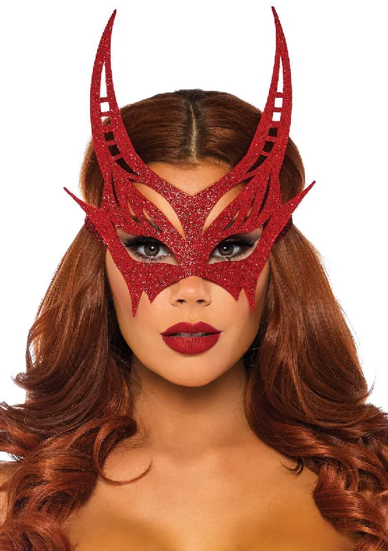 adult toys for private relaxation time-Glitter Die Cut Devil Masquerade Mask - Red