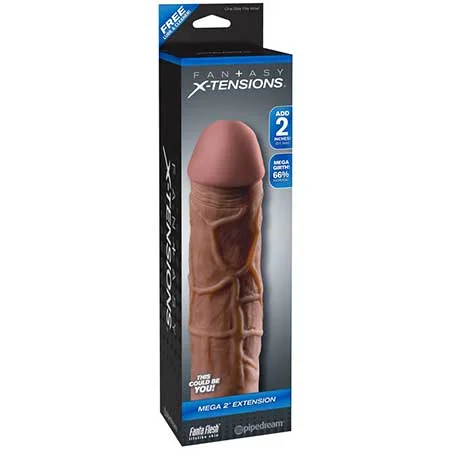 adult toys with flexible tip settings-Pipedream Fantasy X-tensions Mega 2 in. Extension Brown