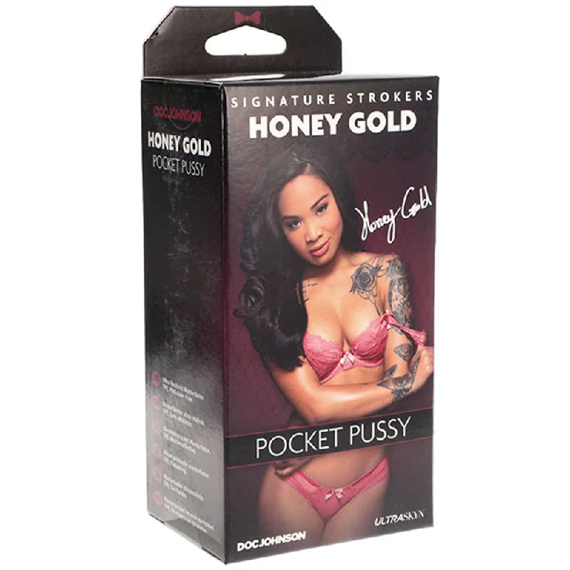 adult toys for intimate nights-Signature Strokers - Honey Gold - Ultraskyn  Pocket Pussy