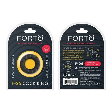 adult toys with ergonomic shape settings-Forto F-25 Liquid Silicone Cockring 23mm Black