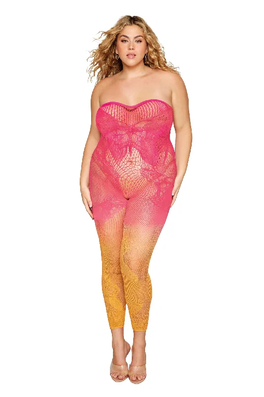 adult toys for discreet relaxation-Versatile Bodystocking - Queen Size -  Watermelon/mimosa