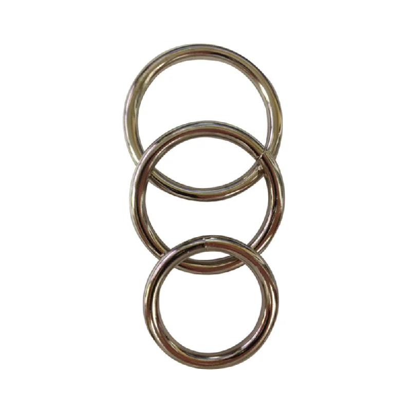 adult toys with adjustable speed-Sportsheets Metal O-Ring 3 Pack Nickel-free Rings