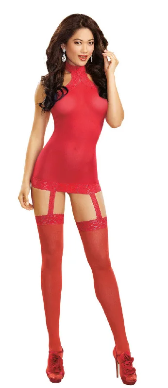 adult toys for weekend intimacy-Sheer Garter Dress - One Size - Red