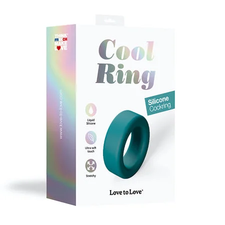 adult toys with vibration finish settings-Love to Love Cool Ring Silicone Cockring Petrol Blue