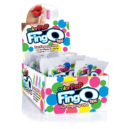 adult toys for discreet fun-Screaming O ColorPop FingO Tip In POP Box Assorted (18/Display)