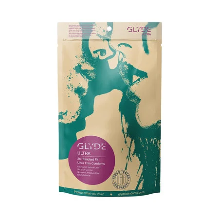 adult toys with soft material finish-Glyde Ultra Latex Condoms 36-Pack