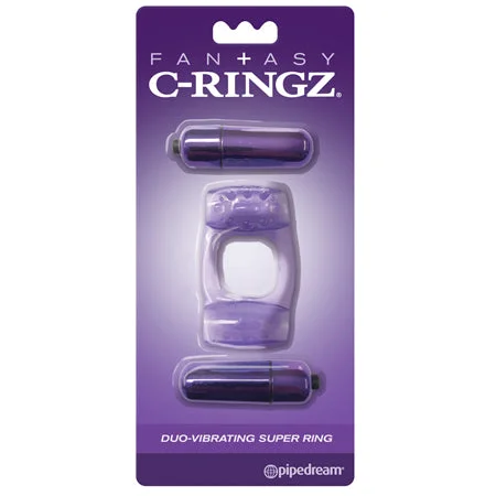 adult toys with sleek finish design-Pipedream Fantasy C-Ringz Duo-Vibrating Super Ring With Dual Bullets Purple