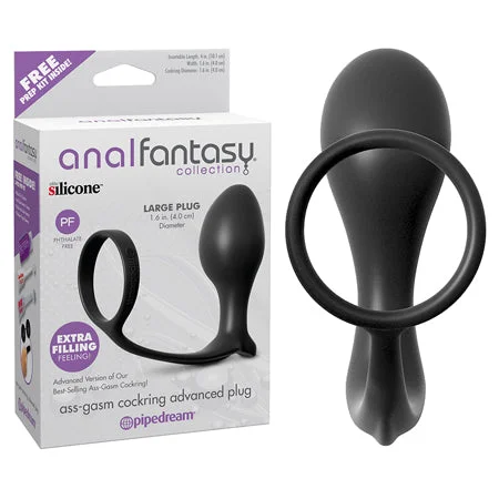 adult toys with silky texture-Pipedream Anal Fantasy Collection Silicone Ass-Gasm Cock Ring Advanced Plug Black