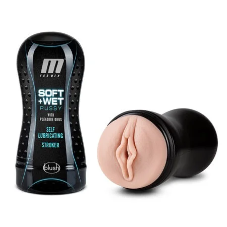 adult toys with heat mode-Blush M for Men Soft + Wet Pussy with Pleasure Orbs Self-Lubricating Vagina Stroker Beige