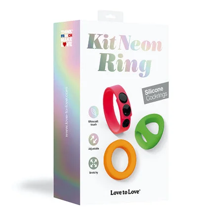 adult toys for couples fun time-Love to Love Kit Neon Ring Silicone Cockring Set