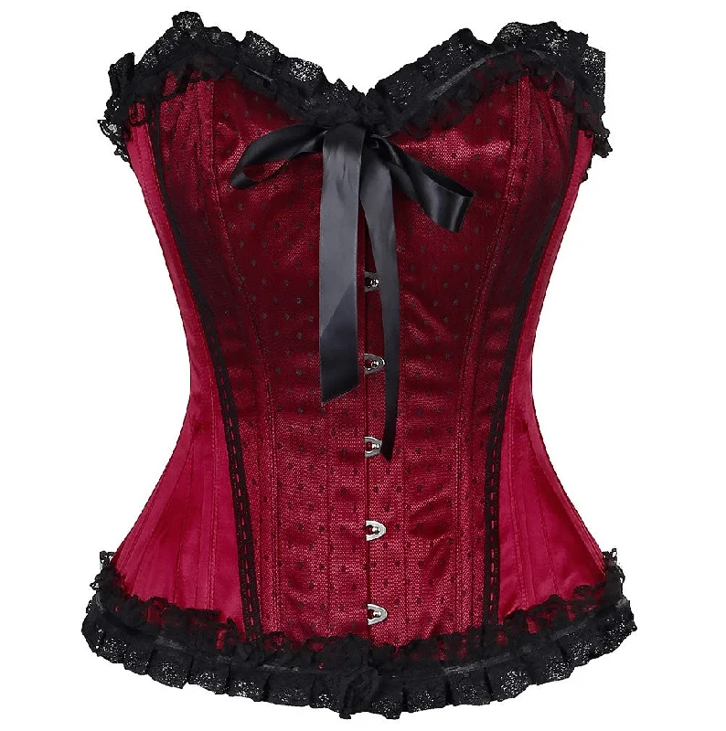 adult toys discreet packaging-Ryan Satin Lace Overlay Burlesque Corset