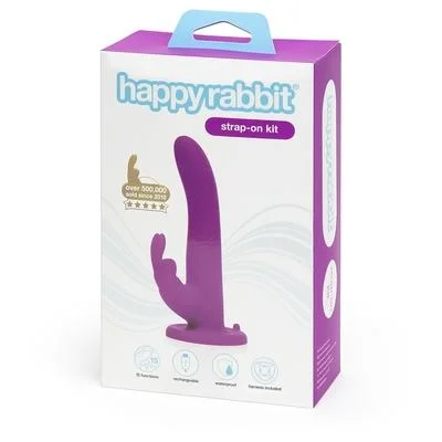 adult toys with powerful settings-HAPPY RABBIT STRAP ON KIT PURPLE