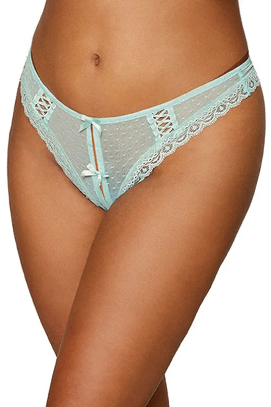 adult toys for quiet enjoyment-Dot Mesh Open Crotch Thong - Large - Mint