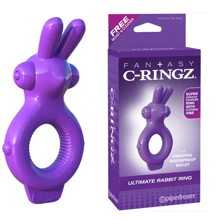 adult toys with smooth material design-Pipedream Fantasy C-Ringz Vibrating Ultimate Rabbit Ring With Ears Purple