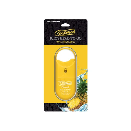 adult toys ergonomic design-GoodHead Juicy Head Dry Mouth Spray To-Go Pineapple .30 oz.