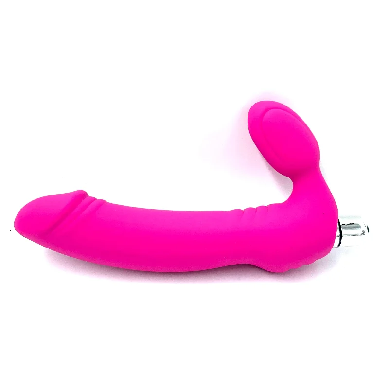 adult toys with flexible tip-Come Closer Pink Vibrating Revolver  7" Dildo | Strapless  | Bullet