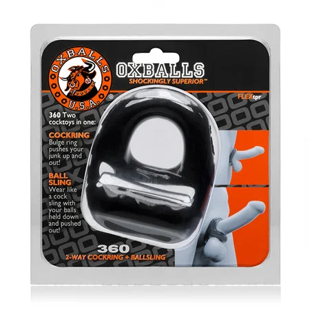 adult toys with premium silicone-OxBalls 360, Cockring & Ballsling, Black