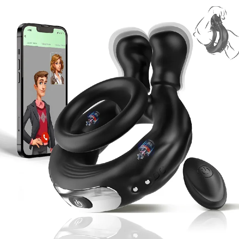 adult toys with textured silicone-Bernie Vibrating Dual Penis Rings & Clit Stimulator For Couple