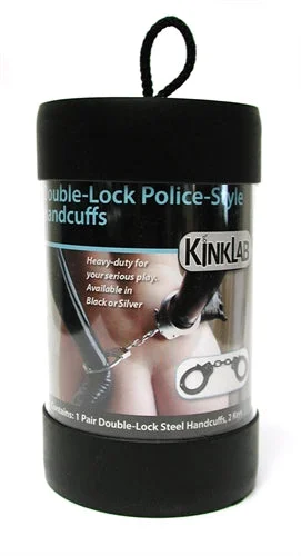 adult toys skin-friendly-Double-Lock Police-Style Handcuffs Black