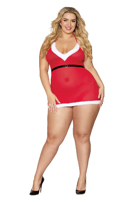 adult toys for personal exploration-Santa Baby Chemise - Queen Size - Lipstick Red