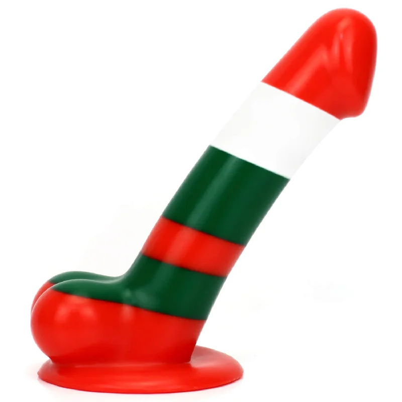 adult toys for bedroom-Candy Cane - 6.7 Inch Christmas Fantasy Dildo - Silicone Dildo