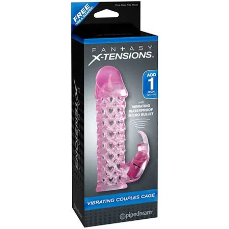 adult toys for solo pleasure time-Pipedream Fantasy X-tensions Vibrating Couples Cage 1 in. Extension Pink