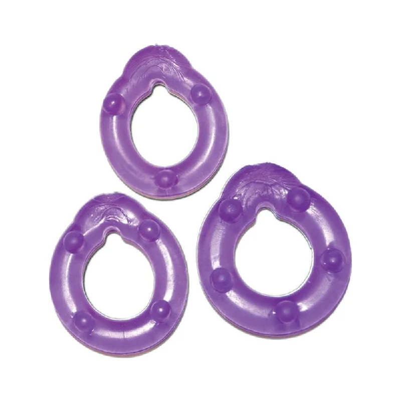 adult toys for solo relaxation-All American Triple Rings (Clear/Purple)