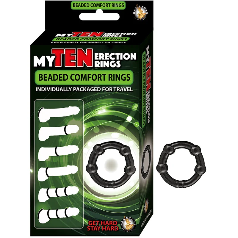 adult toys for private intimacy time-My Ten Erection Rings Beaded Comfort RingsBlack